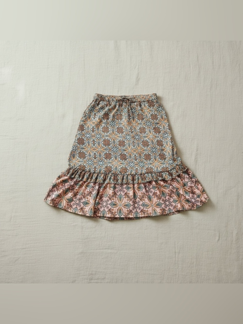 Boho Print Ruffle Hem Skirt | Size Medium | Flowy & Feminine - Picture 3 of 8